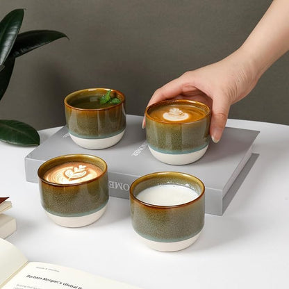 Ceramic Espresso Cups Set, Espresso Coffee Mugs, Special Glazed Demitasse Cups - Image 4