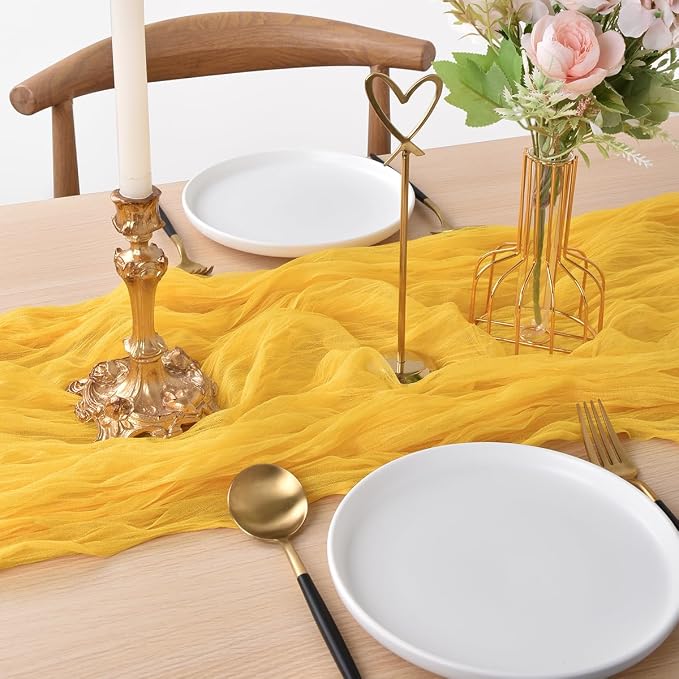 Yellow Cheesecloth Table Runner Cheese Cloth Wedding Birthday Party Decor | - Image 2