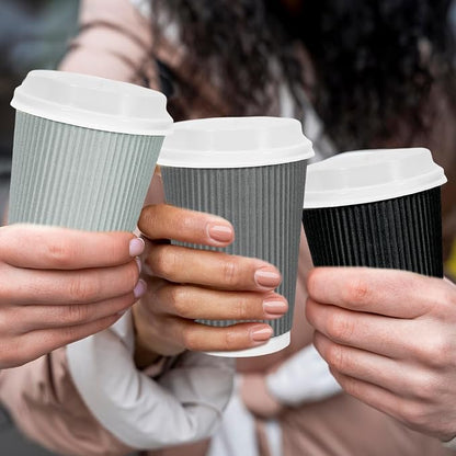 Whaline 100Pcs Gray Disposable Coffee Cups - Image 5