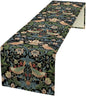 William Morris Floral Table Runner, Strawberry Thief Birds in Green and Blue by Yearn+Jear