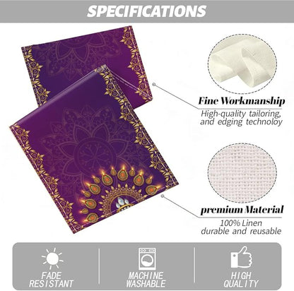 Linen Diwali Table Runner, Diwali Table Cloth Indian Table Decorations | Long - Image 2