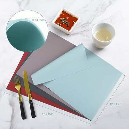 IYYI Silicone Placemats, Placemats for Kids, Placemats Set of 4 Waterproof Heat Resistant Non-Slip Kitchen Table Mats for Dining Table, Easy to Clean (Dark Gray01)