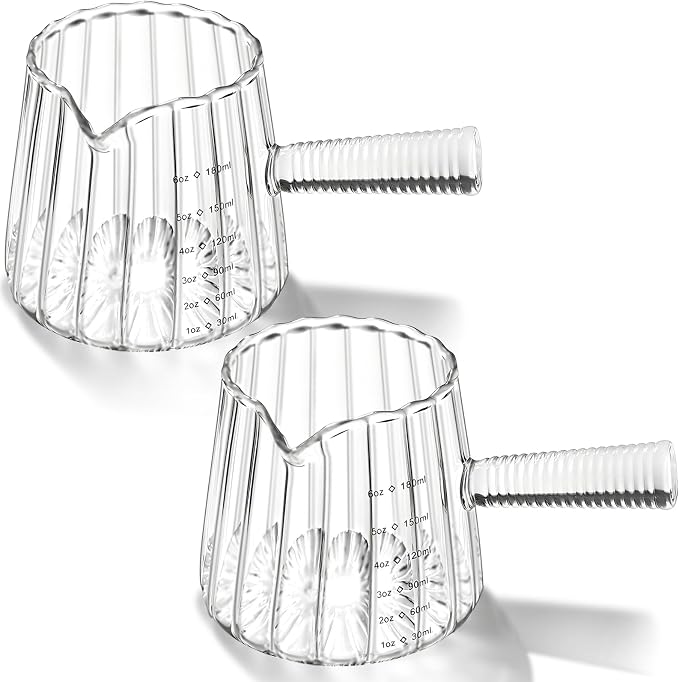 2 Pack Espresso Measuring Cup, 6oz Borosilicate Glass Espresso Cups by Cfyosnk