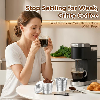 CAPMESSO Reusable K Cups for Keurig: NO Grit Stainless Steel Coffee Pod 4PC | - Image 8