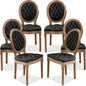 SoarFlash French Dining Chairs Set of 6, Vantage Dining Chair with Round Back, Farmhouse Country PU Leather Dining Chair for Kitchen,Bedroom,Black