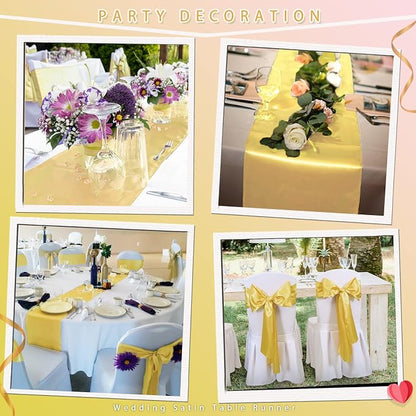 B-COOL Set of 5 Satin Table Runner Light Gold 12x108 inch Table Runner - Image 6