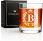 Whiskey Glasses - Rocks Old Fashioned Glass Gifts for Men, Monogrammed A-Z 10oz Personalized Whisky Glasses, Christmas Birthday Gifts for Men Him Dad Father Husband Brother Son (B)