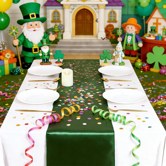 Forest Green Satin Table Runners 10 Pack 12x108 inch Silk Smooth Fabric | - Image 5
