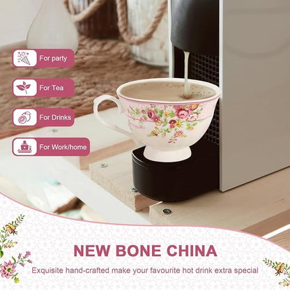 Cup and Saucer Sets of 6 with Spoon, 8oz Ceramic Tea Cups Saucers Set Porcelain - Image 3