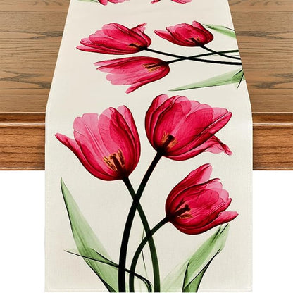 Floral Table Runner Mode Flowers Spring Summer Table Runner Seasonal Table by Juynyyn