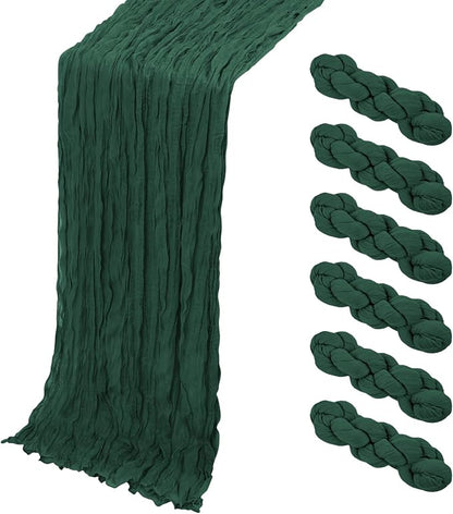 6 Pack Emerald Green Cheesecloth Table Runner, 17 x 108 Inch, Gauze Cheese by Yorcari