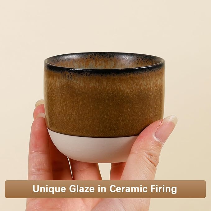 Ceramic Espresso Cups Set of 4, Double Walled Espresso Coffee Mugs - Image 5
