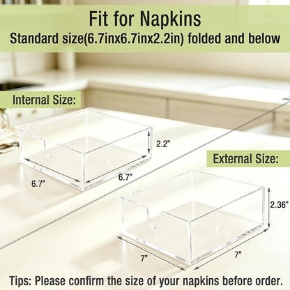 Bryantye Acrylic Napkin Holders, Transparent | Bathroom Napkin Tray, Napkin - Image 3