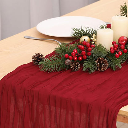 3 Pack Red Cheesecloth Table Runner 120 Inch Boho Wedding Decor | Cheesecloth by Fixwal