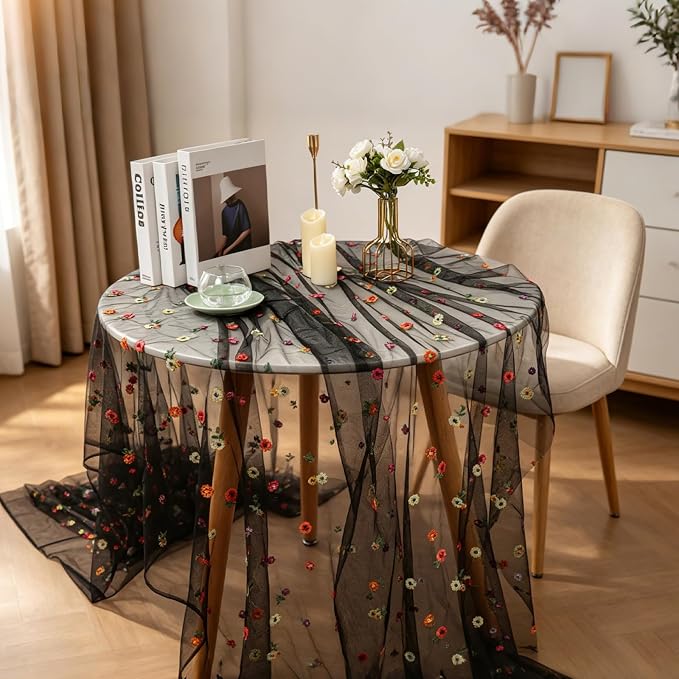 BINBE 12pcs Daisy Spring Table Runner Embroidery Gauze 10FT Florals Seasonal - Image 5