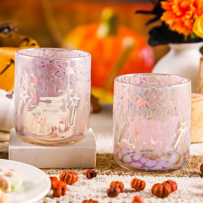 Skylety 2 Pcs Halloween Icon Glass Cups - 14oz Pink and White Wand Icon Juice - Image 3