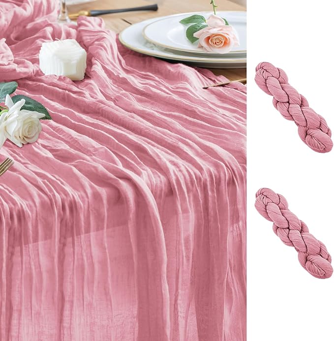 Cheesecloth Table Runner 10FT Boho Gauze Runner, 2 Pack | 120 Inch Cheese Cloth by Wokceer