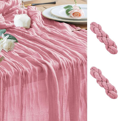 Cheesecloth Table Runner 10FT Boho Gauze Runner, 2 Pack | 120 Inch Cheese Cloth by Wokceer