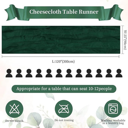 AGIRL 6 Pack Emerald Green Cheesecloth Table Runner 10FT Boho Home Decor | - Image 4