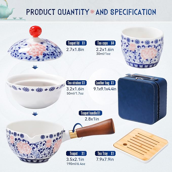Chinese Tea Set Gongfu Tea Set, Portable Teapot Set - Image 4