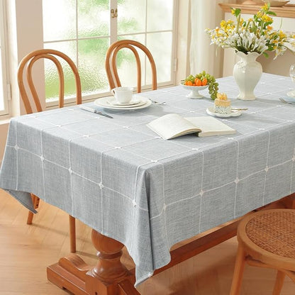 Zobesta Blue Table Cloth Rectangle Table 60 x 120 Inch, Cotton Blue Linen Gingham Tablecloth Rectangle, Heavy Weight Washable Boho Tablecloth for Outdoor, Party, Holiday, Picnic, Dining