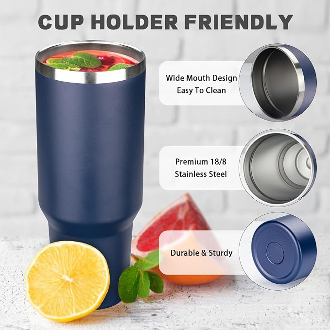 40 oz Tumbler with Lids and Straws, Stainless Steel Insulated Coffee Tumbler - Image 3