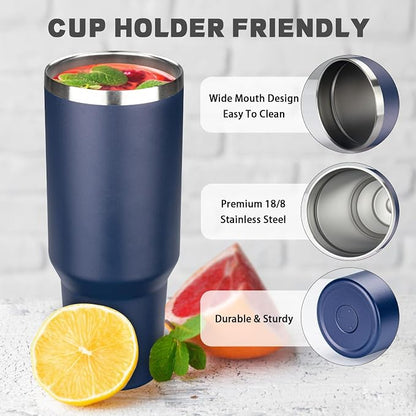 40 oz Tumbler with Lids and Straws, Stainless Steel Insulated Coffee Tumbler - Image 3
