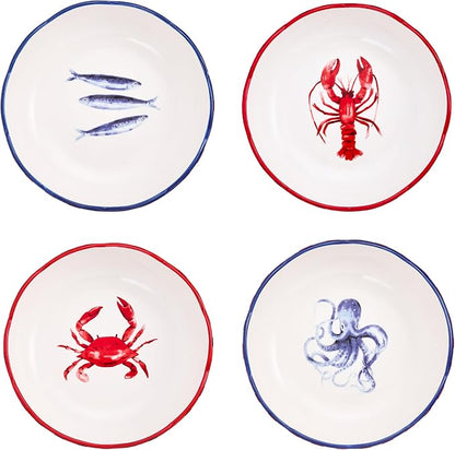Bico Ocean Wonders Scalloped Pasta Bowls, 36oz Salad Bowl Set of 4, Large - Image 3