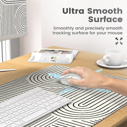 iCasso White Desk Matt for Desktop, Cute Desk Pad Mat, Large Mouse Pad, Anti-Slip Big Mousepad with Stitched Edges, Keyboard Pad for Computer(White)