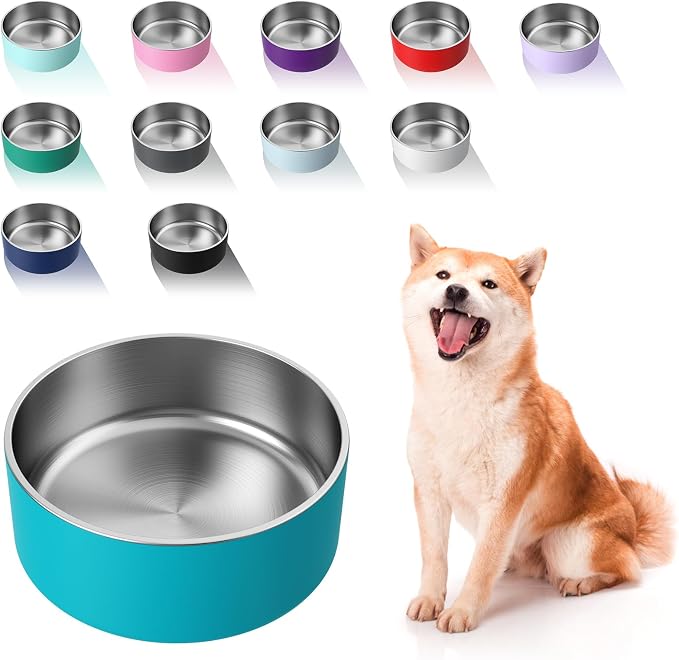 WENBOKMIN Dog Bowl, Stainless Steel Food and Water Bowl, Lake Blue | Non Slip by Wenbokmin