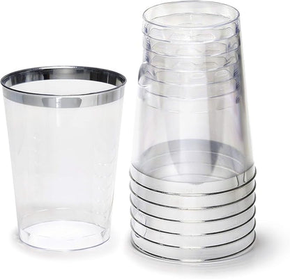 " OCCASIONS " 640pcs set (80 Guests)-Extra Heavyweight Vintage Wedding Disposable/Reusable Plastic Plates 80 x 11'' + 80 x 8.25''+Silverware+Cups+Napkins (Chateau Collection Blue)