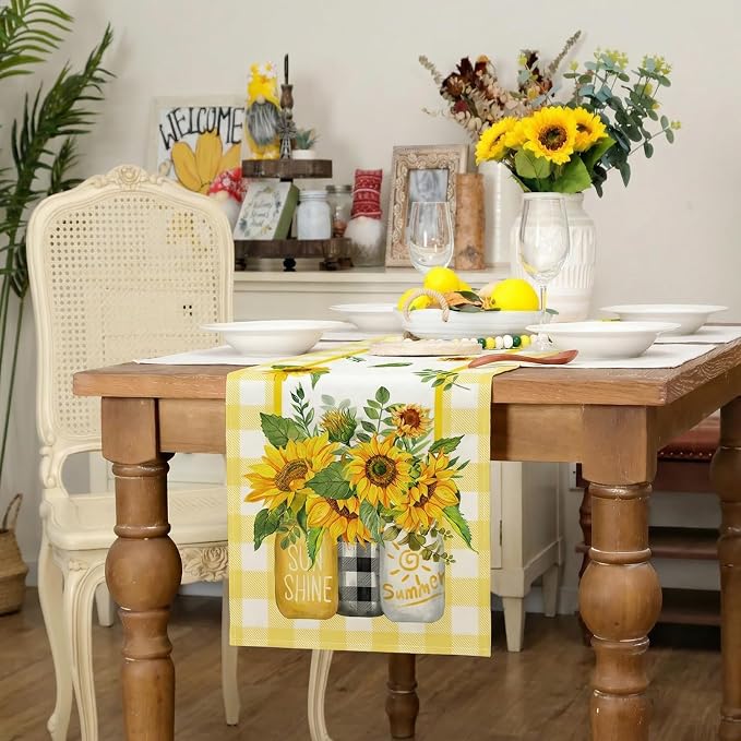 Sunflower Summer Table Runner 13x72 Inch, Kitchen Dining Table Decoration - Image 7