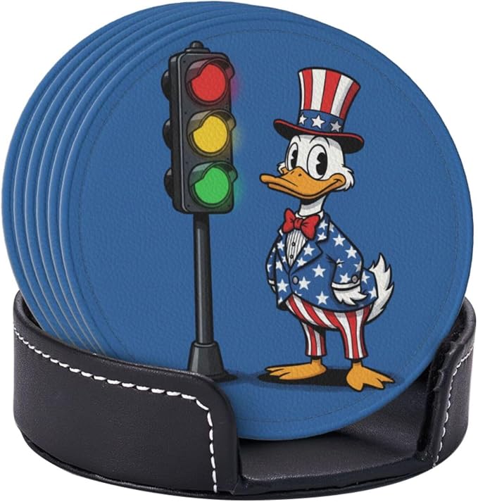 Patriotic Traffic Light Duck Leather Coasters Set of 6 - Image 2