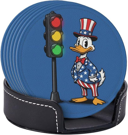 Patriotic Traffic Light Duck Leather Coasters Set of 6 - Image 2