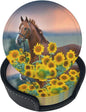 6 Pcs Horse Sunflowers Leather Coasters by NiuKom