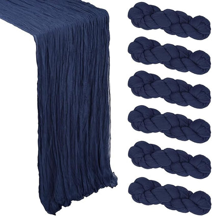 6 Pack Navy Blue Cheesecloth Table Runner 10Ft Gauze Cheese Cloth Table Runner by Heneger