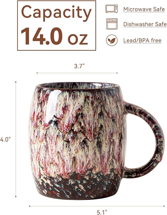 Unique Reactive Glaze Ceramic Coffee Mug - 14 oz Large Coffee Cup - Image 9