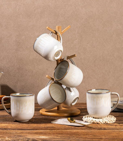 LERATIO 12OZ Ceramic Coffee Mugs Set of 6, Large Porcelain Coffee Cups - Image 7