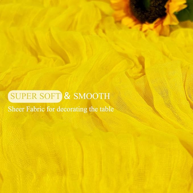 6Pack Yellow Cheesecloth Table Runner 17x108inch Sheer Yellow Table Runners | - Image 4