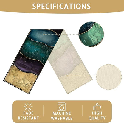 Purple Marblre Burlap Table Runner Seasonal Spring Fall Kitchen Dining Linen - Image 5