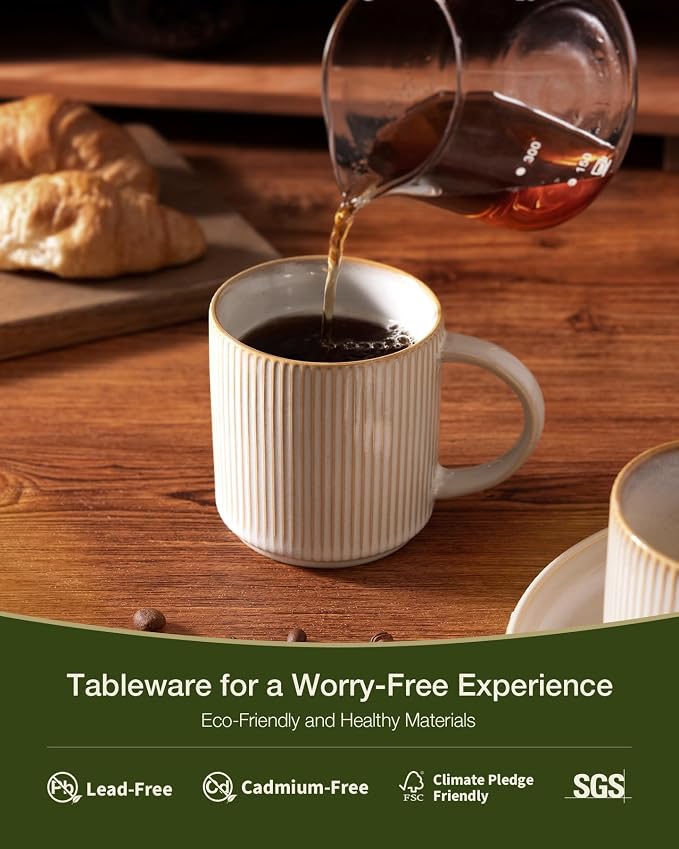 famiware Coffee Mug Set for 8, Star 12 oz Catering Mugs Cup Set - Image 2