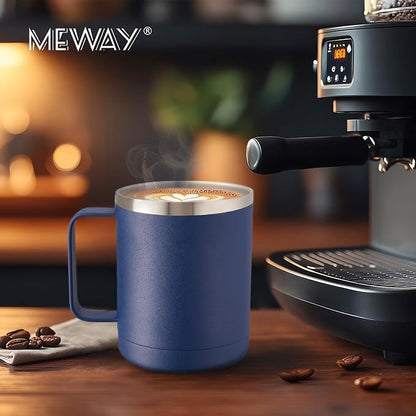 MEWAY 12oz Coffee Mug With Handle and Sliding Lid, Stainless Steel Travel - Image 7