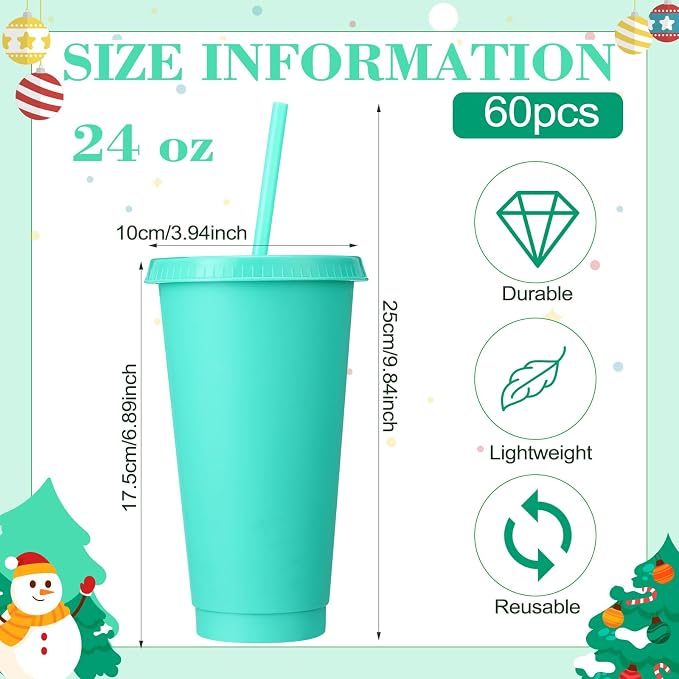 Honeydak 60 Pack Tumbler with Straw and Lid Bulk Cups - Image 4