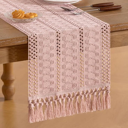 Boho Table Runner Summer Farmhouse Rustic Dining Dresser Scarf Home Decor | - Image 4