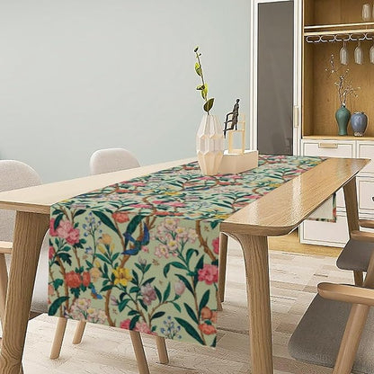 William Morris Floral Table Runner, Birds Butterflies and Bees Botanical Flower - Image 2