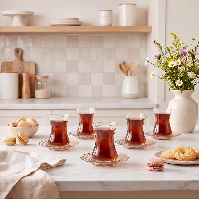 Karaca Luna 12-Piece Turkish Tea Cups - Image 2