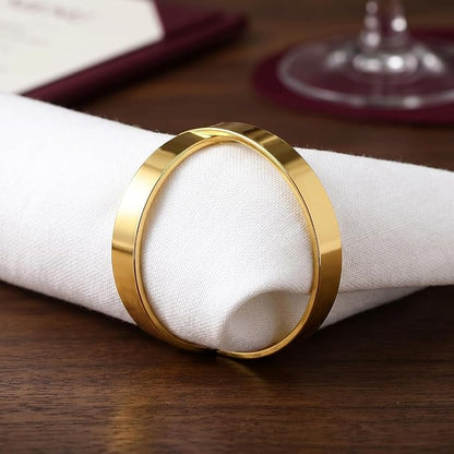 12Pcs Simple Gold Round Napkin Rings, Metal Decorative Table Napkin Holders - Image 8