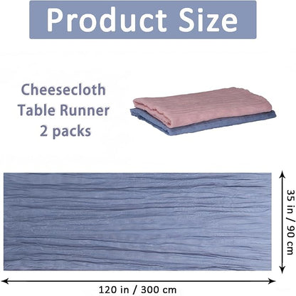 Cheesecloth Table Runner 2 Pack Dusty Pink and Dusty Blue, Boho Gauze Table - Image 3