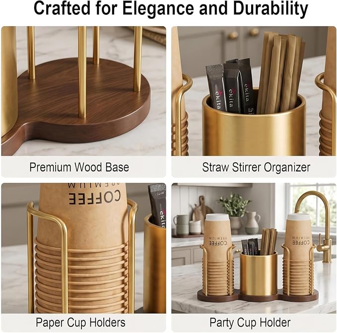 Coffee Station Organizer with Straw & Stirrer Storage Caddy - Image 3