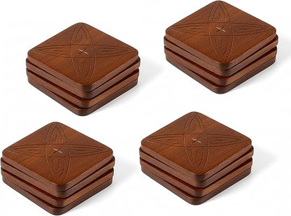 Table Coasters Wooden Coaster Drink Coasters for Tabletop Protection Outdoor Coasters Coffee Table Coasters Set of 12 - Cup Mat Drink Hot Pads Mats Set - Rust Brown